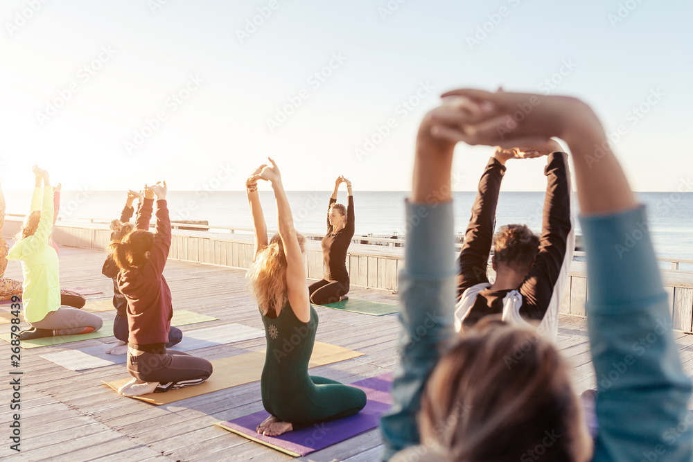 Relax with a seaside yoga or meditation session.